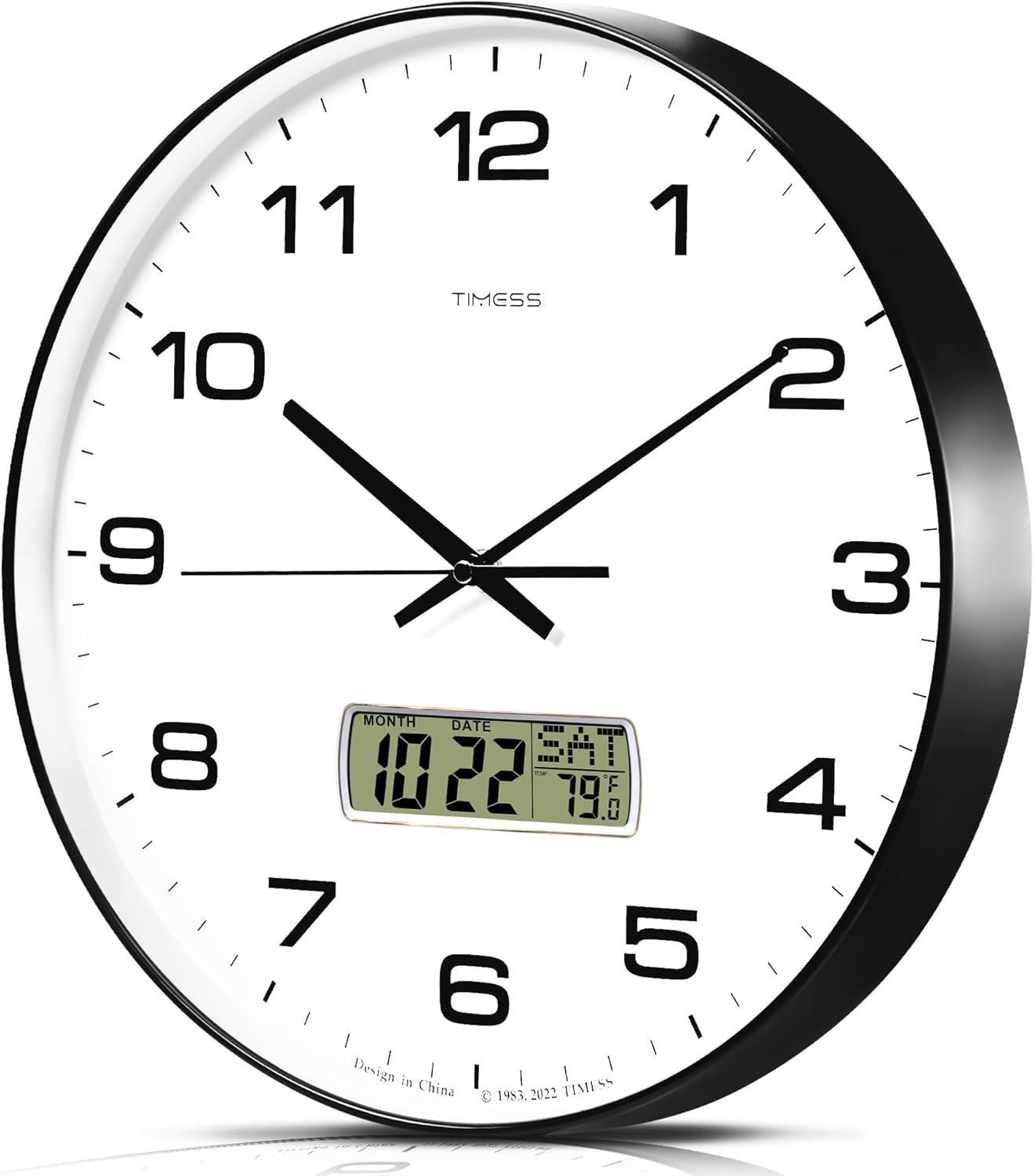 TIMESS 12 Inch Silent Wall Clock with Date and Temperature photo 7