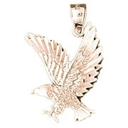14K Rose Gold Eagle Pendant - 28 mm