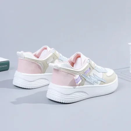 

Yishow-A1 Stylish Contrast Color Skate Shoes Breathable PVC Lace Up Flat Sneakers Women‘s Footwear