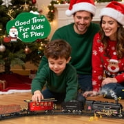 UQN Electric Train Set Toy, Alloy Toddler Model Train Set with Smokes, Lights & Sound, Christmas Train Set with Steam Locomotive Engine, Educational Gift Toy Train for Boys Girls Age 2 3 4 5 6 Kids