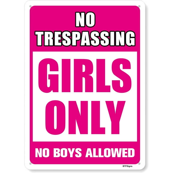 BTFSigns 8" x 12" Girl Cave Sign, Wall Decoration No Trespassing Aluminum Sign High Precision Printing, Water Proof, Girls Only Room Decor, No Boys Allowed for Girls Bedroom