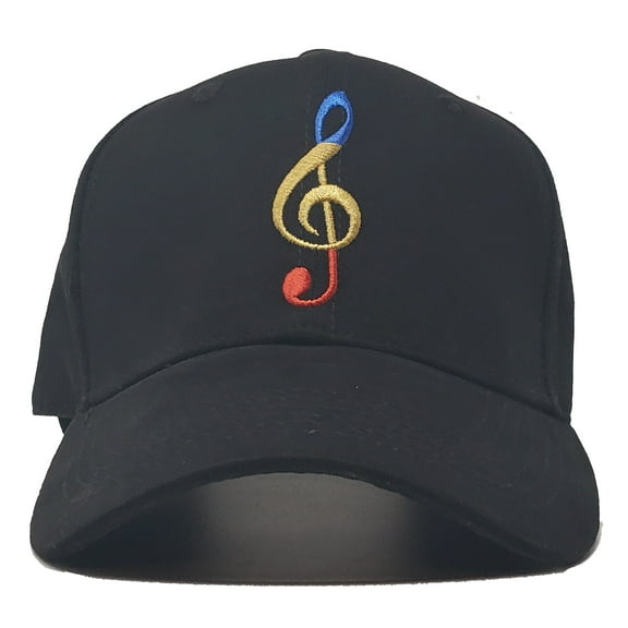 Cool Rhythm II Premium Cotton Adult Unisex Embroidered Music Symbol Adjustable Baseball Cap-Black