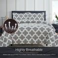 thumbnail image 5 of 3 Piece Reversible Down Alternative Comforter Set - Lightweight All Season Comforter with Two Shams - Quilted Duvet Insert with Box Stitched –Hypoallergenic, Soft, Fluffy (King, Light Grey), 5 of 7