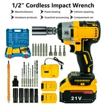 1/2" Cordless Electric Impact Wrench Brushless 21V Tool Set 680Nm w/ 2 Batteries