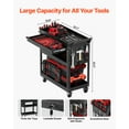 thumbnail image 2 of VEVOR 4-Tier Tool Cart with Wheels, 350 lbs Load Capacity, Rolling Work Cart with Drawer & Pegboard, Mechanic Tool Storage Organizer with Locking System for Garage, Warehouse and Repair Shop, Black, 2 of 9