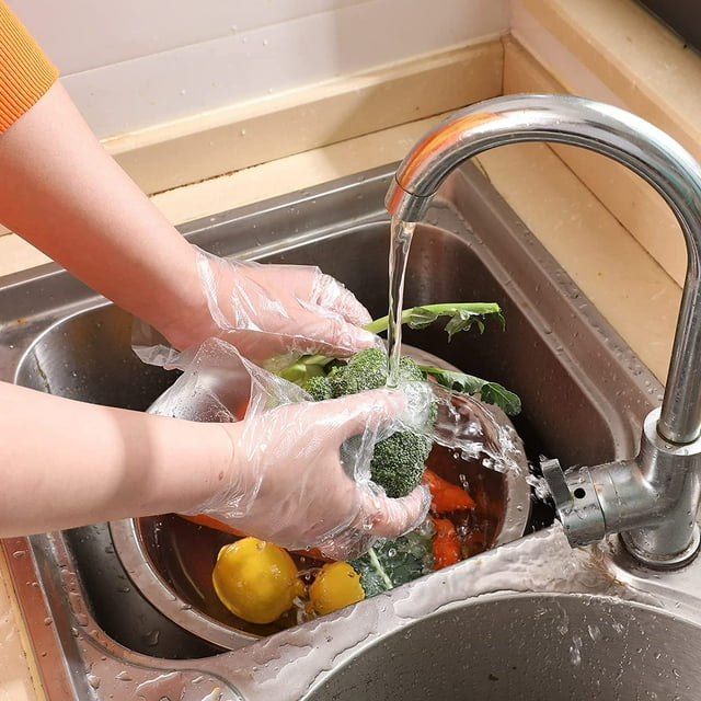 100 Pcs Disposable Plastic Gloves Food Prep Glove Safety Gloves for Cooking Food Handling