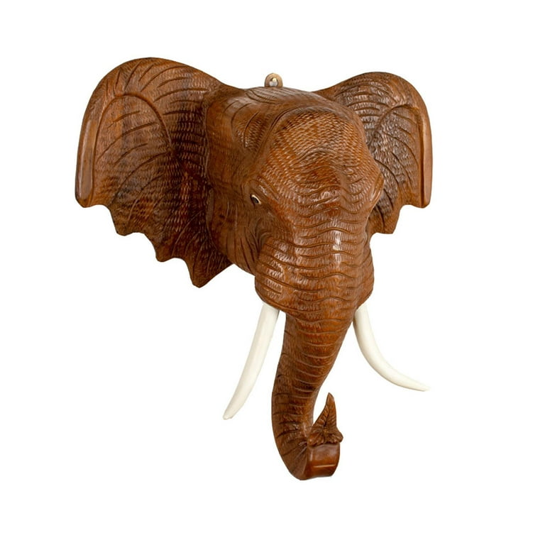 Elephant Head Wall Decoration Elephant Head Decoration Statues Wood Multi  Use Ornament Sculpture Hanging for Indoor Hotel Office Living Room