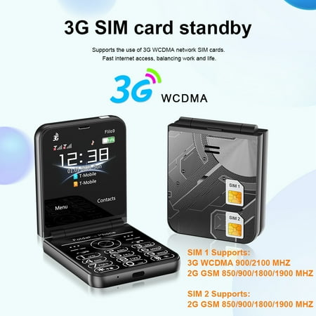 2024 SERVO Flilo9 3G WCDMA Cellphone Foldable 2 SIM Card Speed Dial Blacklist Type-C Flip Mobile Phone 2.6“ Displa