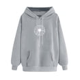 thumbnail image 2 of Oiangi Dandelion Hooded with Pockets Women Oversized Long Sleeve Sweatshirt Fall Casual Pullover Hoodie with Pockets Gray L, 2 of 3