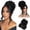 Black, variant on Curly Updo Wig with Bangs Messy Bun Hair Piece 2-in-1 Hair Topper Long Side Bangs Drawstring Ponytail Extension for Women Light Blonde