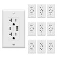 thumbnail image 1 of Enchufe USB TOPGREENER tipo C 20A con 2 puertos, paquete de 10, blanco, 1 of 7