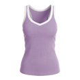 thumbnail image 7 of ClodeEU Women's Contrast Trim Scoop Neck Sleeveless Ribbed Tank Top,Casual Slim Fit Athletic Camisole Purple,Women's Plus XXL, 7 of 7