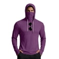 thumbnail image 2 of Men's Sun Protection Hoodie with Built-in Face Mask and Long Sleeves Featuring Ice Silk Fabric in Black Blue Brown Green for Summer Fishing Hiking Cycling or Outdoor Work Dark Purple S, 2 of 5