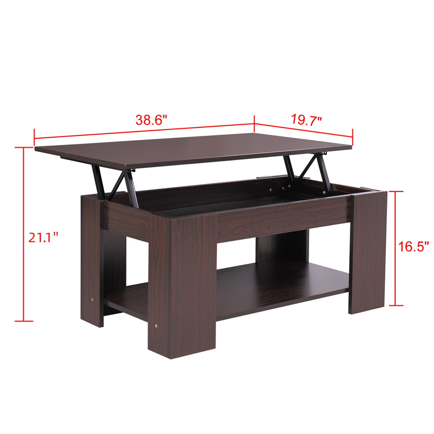 Kadyn Wooden Ceiling Coffee Table, Modern Coffee Table with Hidden Compartment and Open Bookshelf, Central Coffee Table for Home, Nut Brown Kadyn Wooden Ceiling Coffee Table, Modern Coffee Table with Hidden Compartment and Open Bookshelf, Central Coffee Table for Home, Nut Brown