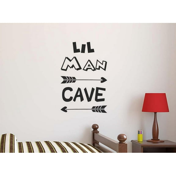#2 Lil Man Cave 15 x 23 Nursery Baby Calligraphy Sticker Wall Decal Art Decor Motivational Inspirational Sticker Decorative Lettering Love Hearts