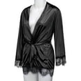 thumbnail image 6 of Henpk Womens Dresses Spring Summer Plus Size Casual Satin Silk Pajamas Cardigan Nightdress Bathrobe Ladies Robes Underwear Sleepwear Black XXL, 6 of 6