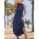 thumbnail image 4 of Vestido largo Zeagoo, casual, holgado, con abertura y bolsillos, azul marino, 4 of 6