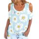 thumbnail image 1 of Top informal suelto con hombros descubiertos y cuello redondo con estampado de manga corta para mujer a la moda Pompotops hkajfhjk463934, 1 of 5