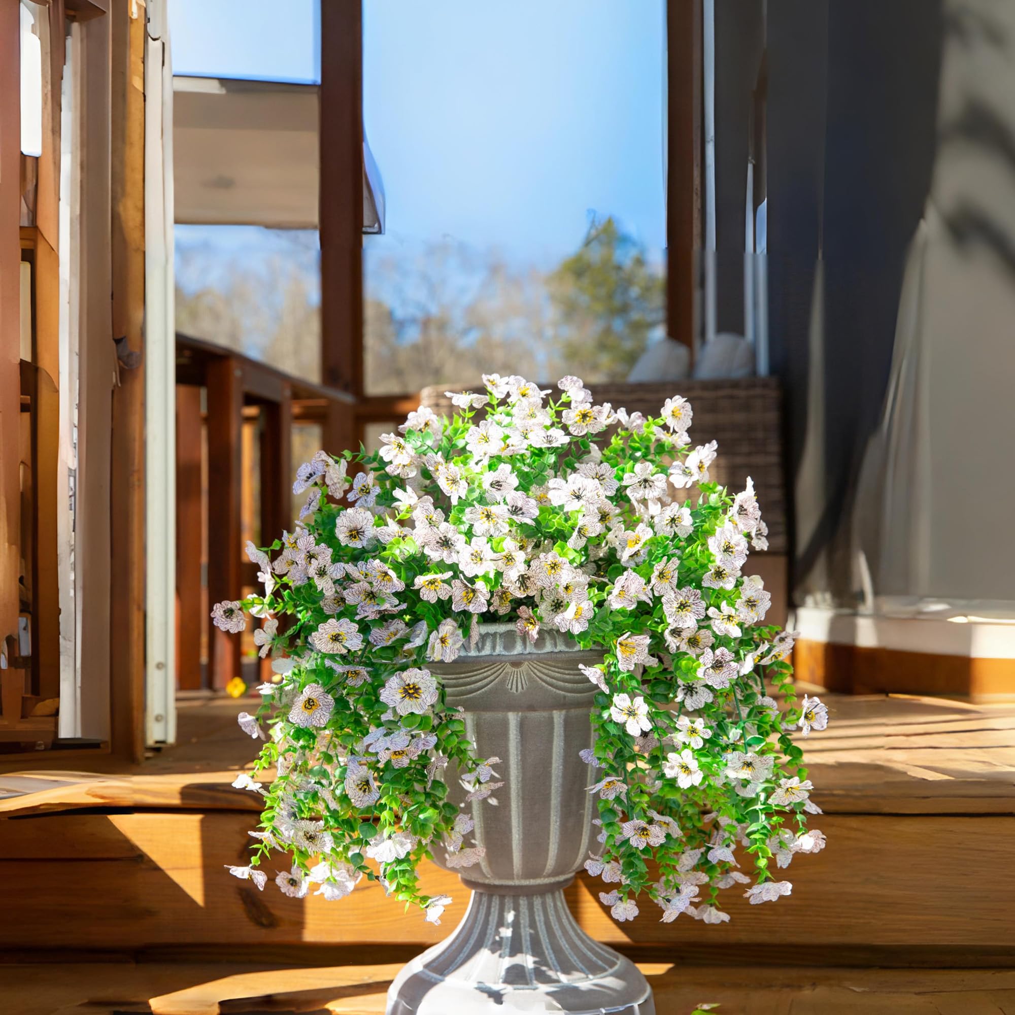 Artificial Flowers for Outdoors Fake Hanging Decoration,2Pcs UV & Fading Resistant Silk Flower, Realistic Plants