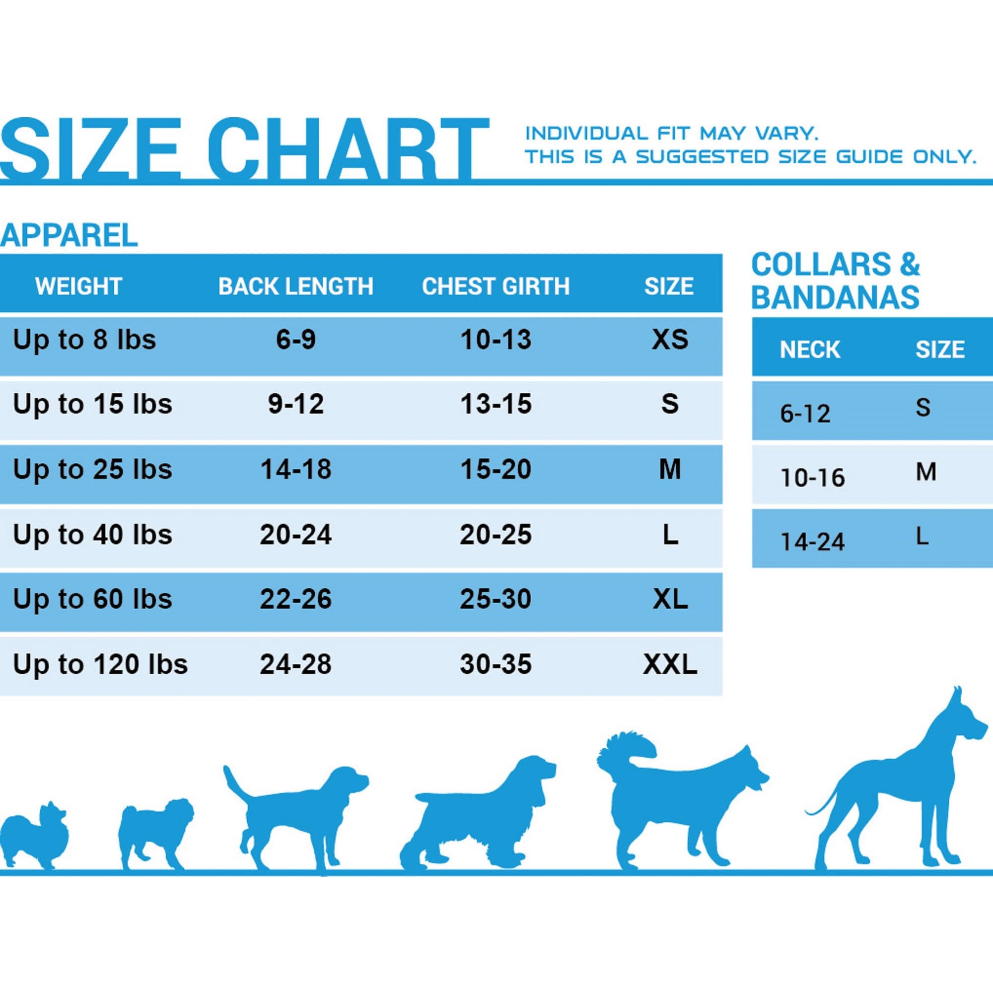 Pets First Size Chart