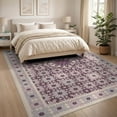 thumbnail image 3 of ODIKA 8'x10' Ultra-Soft Area Rug, Purple Ombre Round Gradient Featuring Symmetrical Petal Motifs None Washable, Bare feet friendly, Silk-Touch for Bedroom, Under Sectional, 3 of 7