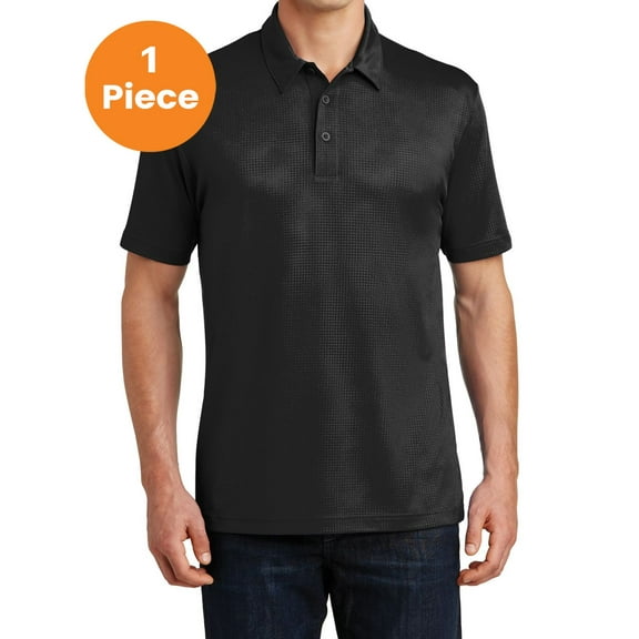 Sport-Tek ST630 Embossed PosiCharge Tough Polo, Black, 4XL, Mens Polo Shirts