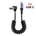 thumbnail image 3 of Cable de datos retráctil con resorte para coche, 6 A/66 W, estéreo, USB C a tipo C, cable de carga rápida para iPhone 15, Samsung, Huawei y Xiaomi., 3 of 5