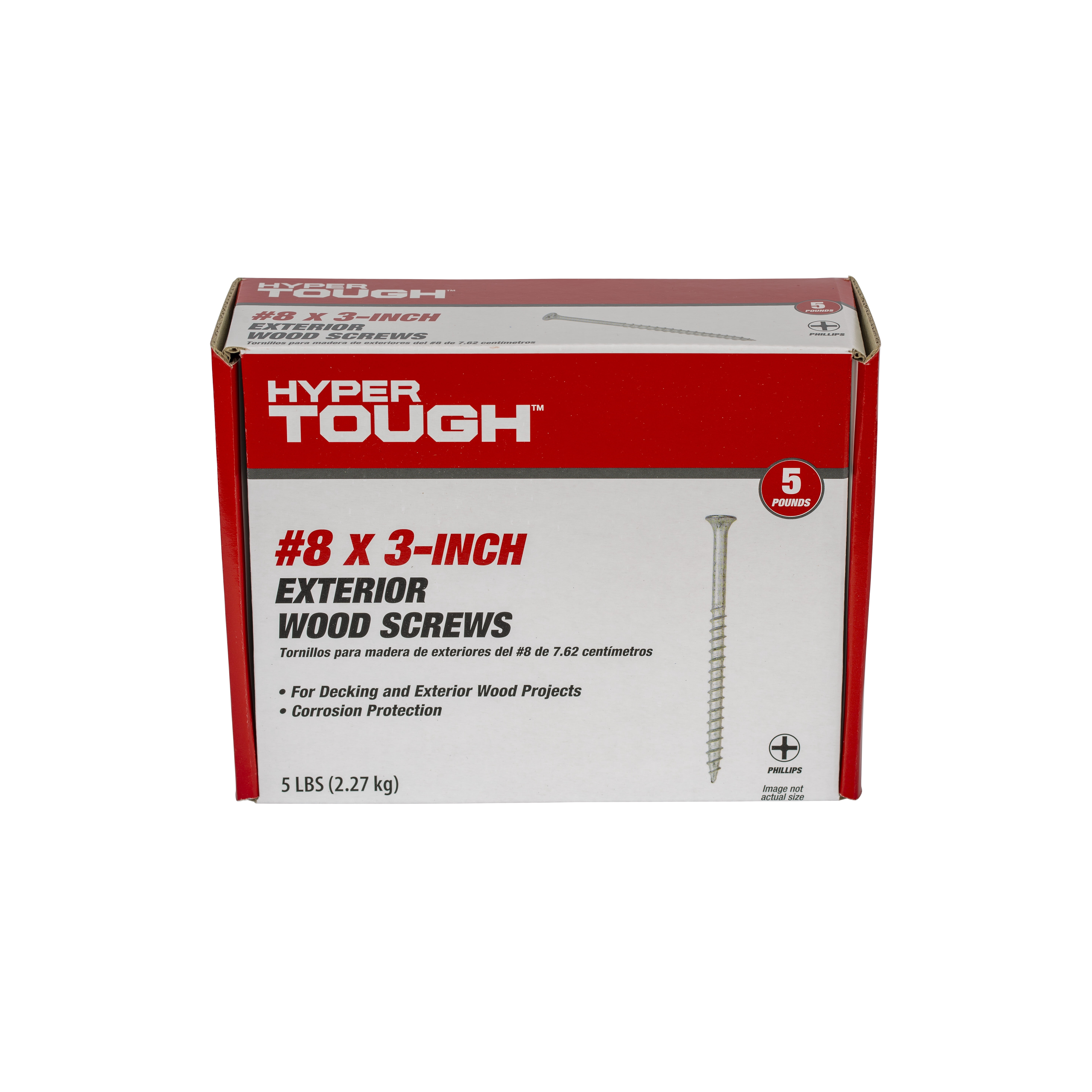 Hyper Tough #8 x 3 in. Phillips Flat Head Exterior Wood Screw, 5 lb Box