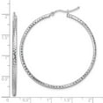 thumbnail image 2 of 10k White Gold Sparkle-Cut 2mm Round Tube Hoop Earrings 45x45mm Wide 2mm Thick Hoop Earring for Women, 2 of 2