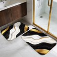 thumbnail image 5 of Black and Gold Marble Pattern Bath Mat Set Of 2,Non-Slip Rug for Bathroom,Kitchen,Bedroom,Entrance, 30x17 and 23.5x15.7 Inches, 5 of 5