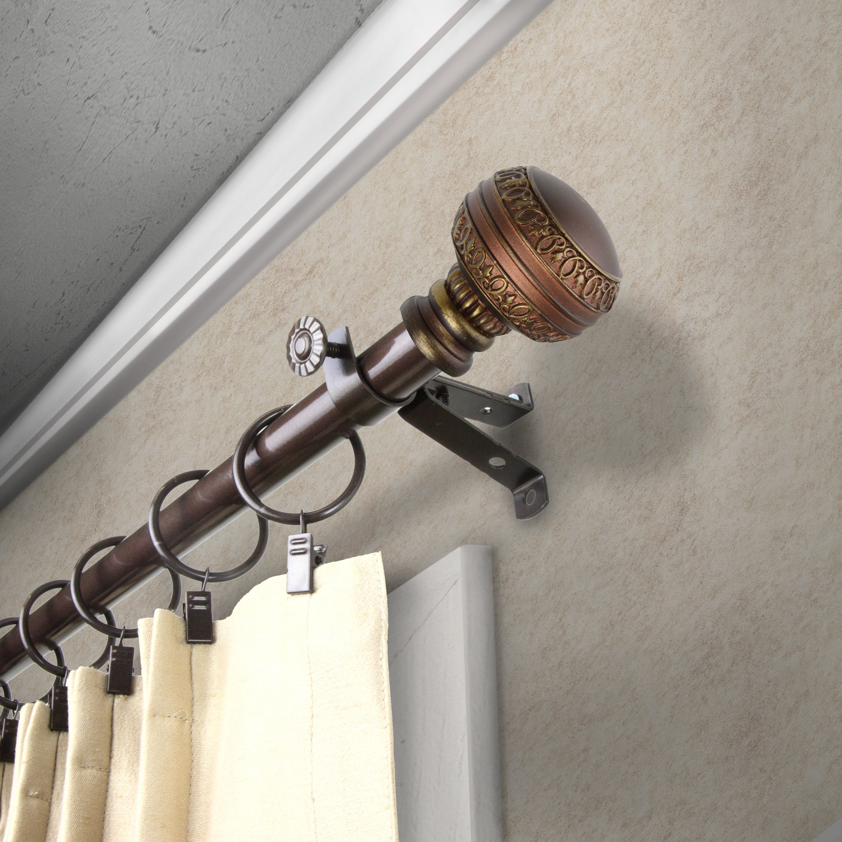 13/16" Dia Adjustable 120-170" Siena Curtain Rod in Cocoa