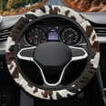 thumbnail image 3 of Yuyamidu Brown Cow Print Steering Wheel Cover Winter Steering Wheel Accessories Soft Flannel Steering Cover for Automobile Sedan Fluffy Car Wheel Cover, 3 of 7
