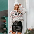 thumbnail image 2 of Suéter navideño de otoño e invierno para mujer, jersey holgado de cuello redondo con estampado de jacquard cervatillo, 2 of 5