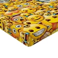thumbnail image 2 of Ambesonne Emoji Art Fitted Sheet, Yellow Faces World Print, Queen Size, Mustard White Sky Blue, 2 of 3