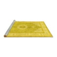 thumbnail image 2 of Ahgly Company Machine Washable Indoor Square Medallion Yellow Traditional Area Rugs, 3' Square, 2 of 4