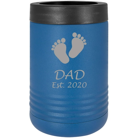 Baby Feet Est. Established 2020 Stainless Steel Engraved Insulated Beer Beverage Holder Can Cooler, Blue