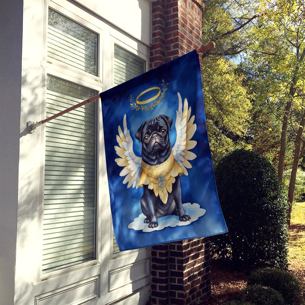 Caroline's Treasures DAC7063CHF Black Pug My Angel House Flag Large Porch Sleeve Pole Decorative Outside Yard Banner Artwork Wall Hanging, Polyester, House Size, Multicolor