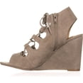 thumbnail image 3 of womens steve madden whistler peep-toe wedge pumps, taupe suede, 3 of 6