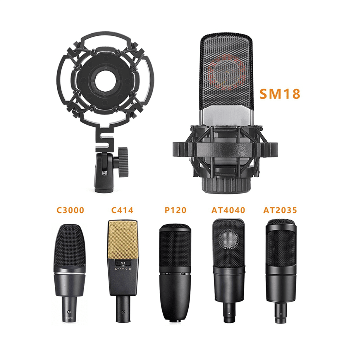 2X Spider Microphone Shock Mount Condenser Microphones Universal Shockmount Stand Microphone Mount,2 x Microphone shock mount,Black