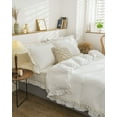 thumbnail image 3 of Move Over Tassel Bedding Sets Twin White Ruffle Pattern Chic Farmhouse Duvet Cover Set Washed Microfiber No Filling, 3 of 9