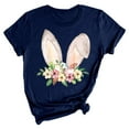 thumbnail image 2 of WNEGSTG Easter T Shirts for Women, Short Sleeve Crewneck Plus Size Bunny Print Graphic Tee, Floral Round Neck Top, Blue 3XL, 2 of 3