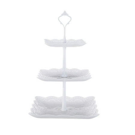 

JUYDhdh Fruit Plate Fruit Plates for Party Kitchen Home 3-Tier Cupcake Stand Cake Dessert Wedding Event Party Display Tower Plate Round