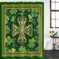 thumbnail image 2 of St Patricks Day Shower Curtain, Waterproof Shower Curtains for Bathroom, Gold Green Shamrock Checkered Lucky Leaf Washable Fabric Bathtub Curtain Set Bath Decor with 12 Hooks Long 72"x84", 2 of 8