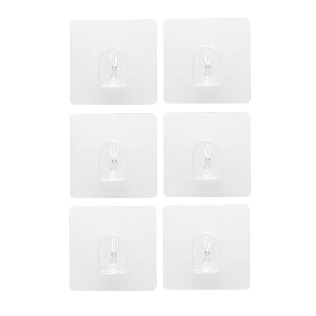 DOLITY Square Traceless Adhesive Hooks - Powerful Nail No Scratch Clear -6pcs