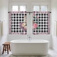 thumbnail image 4 of Easter Bunny Roses Kitchen Curtain for Berdoom Living Room Cafe 45 Inch Length, Pink Floral Spring Black Buffalo Plaid Tiers Curtains Light Filtering Drapes Window Treatment 2 Panels 52"Wx45"L, 4 of 8