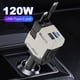 thumbnail image 3 of Adaptador Mechero Coche Cargador 120W 4 en 1 USB Retráctil Tipo C () Blanco, 3 of 9