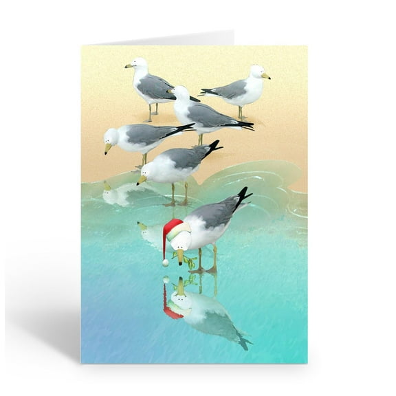 Stonehouse Collection Christmas Cards, Coastal Beach Theme, 12 Pack with Envelopes, Made in USA (Standard)