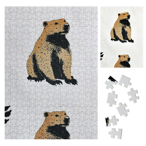 BCIIG Groundhog Paw Prints Furry Wooden Jigsaw Puzzle Vertical Style Wooden Gift for Family Friends 300PCS