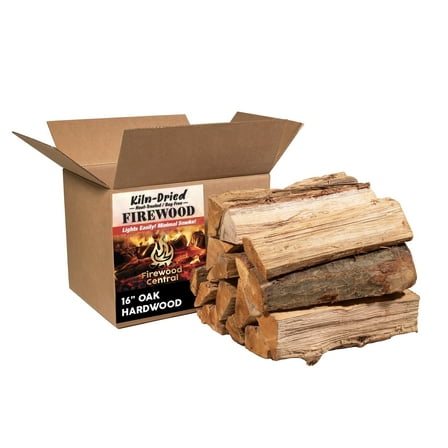 Firewood Central Kiln-Dried PA Oak – 16” Splits (Approx. 38 lb) – Bold Smoking Wood for Cooking, Grilling, BBQ & Fire Pits – Easy Light, Low Smoke, USA-Sourced