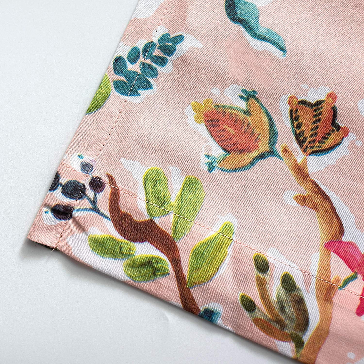 DriftAway Lauren Colorful Watercolor Tree Pattern Blackout Lined Grommet Window Curtain 84"L x 52"W Blush
